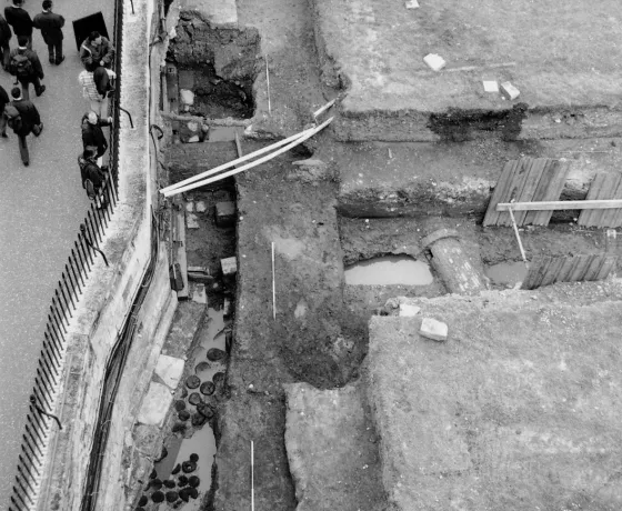 The trench excavated by the south-western causeway entrance. 