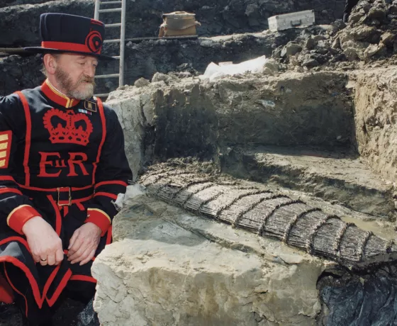 A Beefeater with the just-exposed fish trap still in situ.