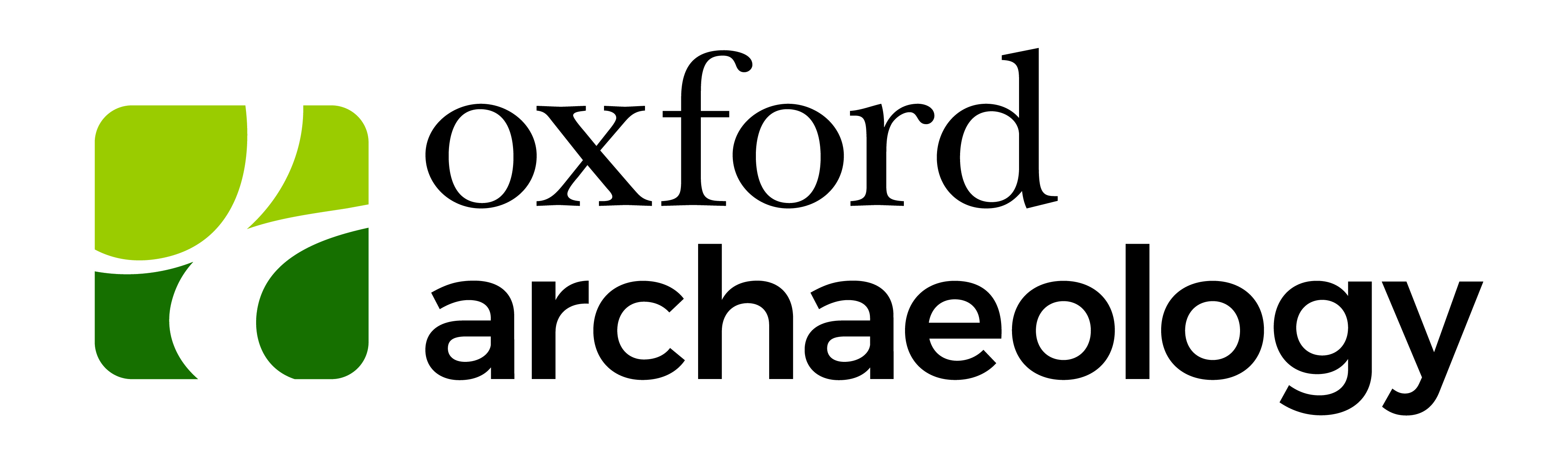 Oxford Arcaheology new logo device with two green tones and full company name