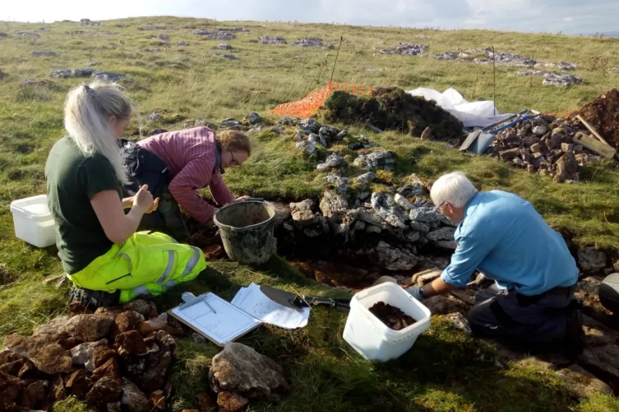 Katie, Cecilia and Bob Excavate Trench 5