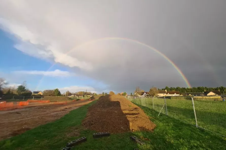 Rainbow over site.