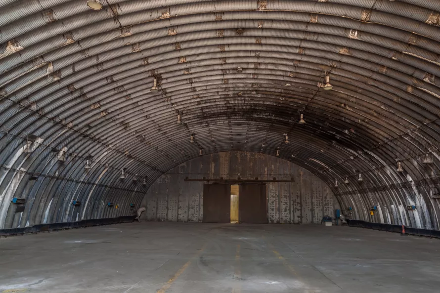 Image of the interior of a hangar at RAF Upper Hayford 