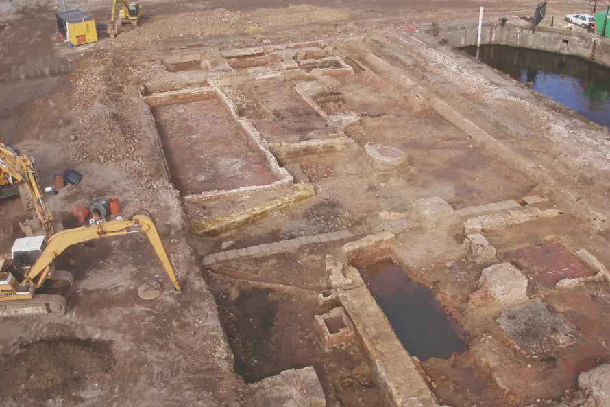 View of the excavations at the historical docks in Liverpool 