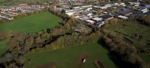 Aerial view of the Oxford Flood Alleviation Scheme