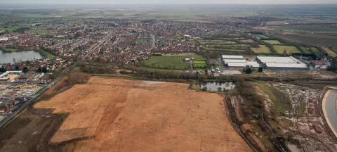 Aerial view of the site at Newark