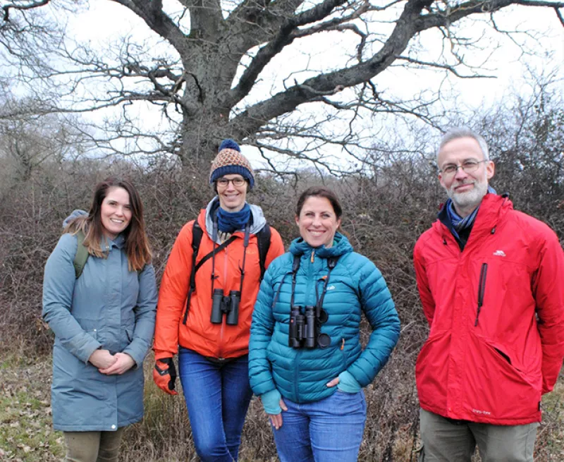 ‘Rewilding’ project lead, Anwen Cooper, with colleagues from Historic England and ecologists from Knepp Castle Estate