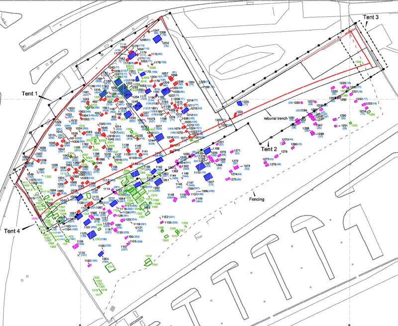 Site plan of Trinity Burial Ground, Hull