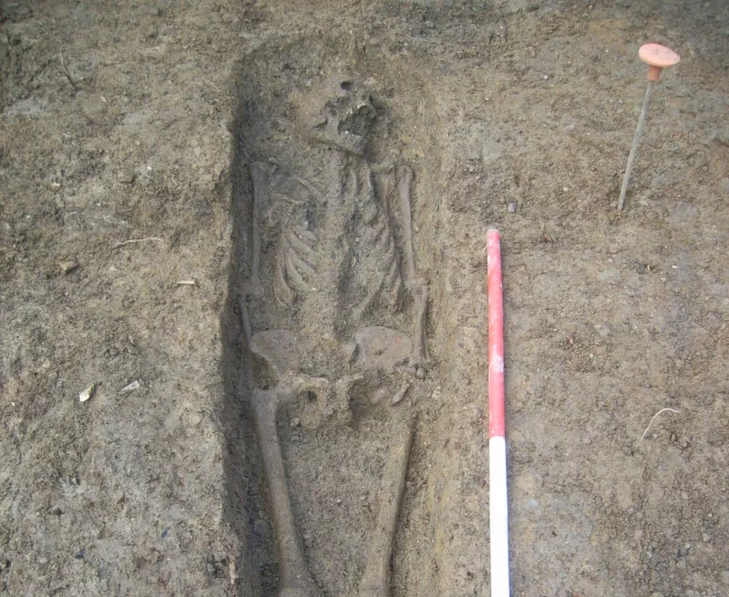 The Medieval Cemetery under Longwall Quad, Magdalen College. Skeleton 4205 as excavated