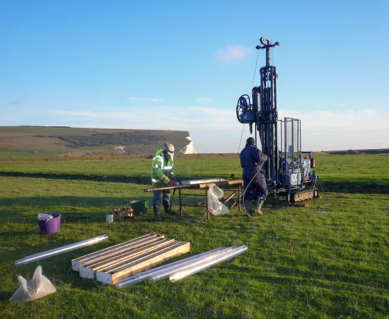 Coring with a multi-purpose rig at Cuckmere Haven, Sussex