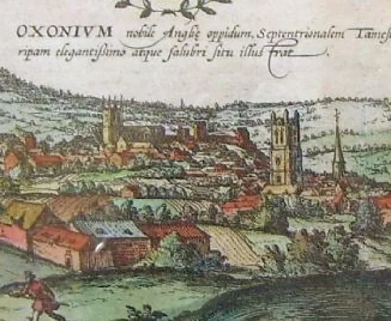 Old drawing of a view of Oxford