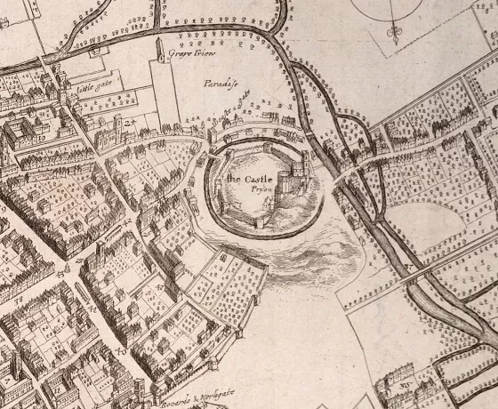 Old map of Oxford Castle
