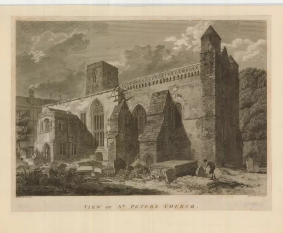 Old drawing of St Peter's Church