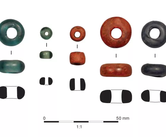 Glass and Amber beads from Grave 3