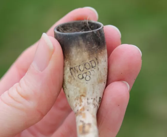 The bowls of numerous clay tobacco pipes were recovered during the works. Many, like this example, bore clear manufacturers’ marks.